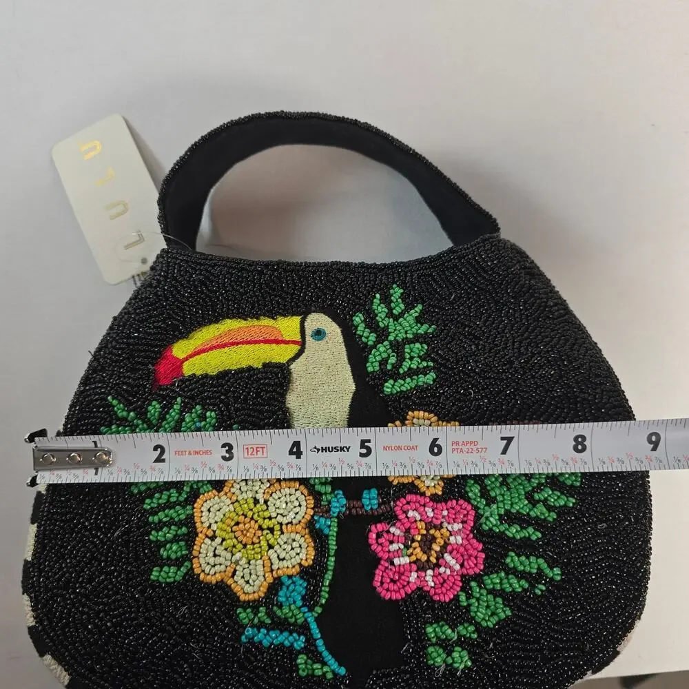 NWT Lulu Beaded Toucan Tropical Bag.